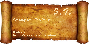 Stemper Iván névjegykártya